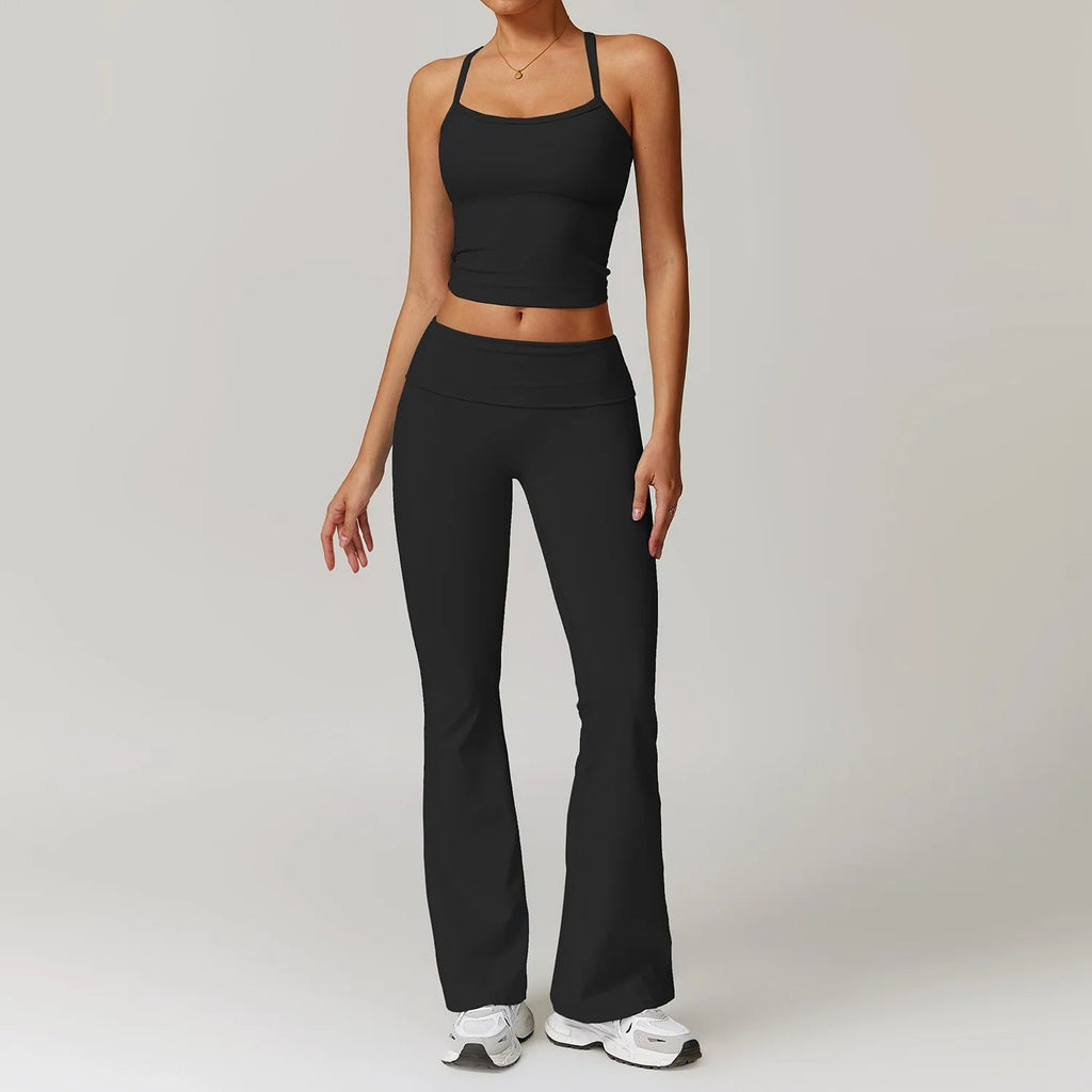 FlexFit Yüksek Bel Flare Tayt & Askılı Crop