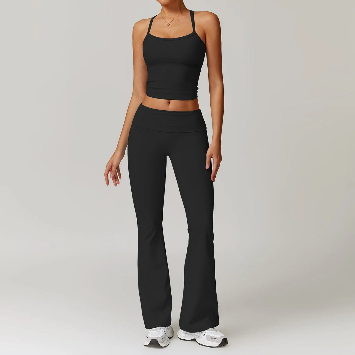 FlexFit Yüksek Bel Flare Tayt & Askılı Crop